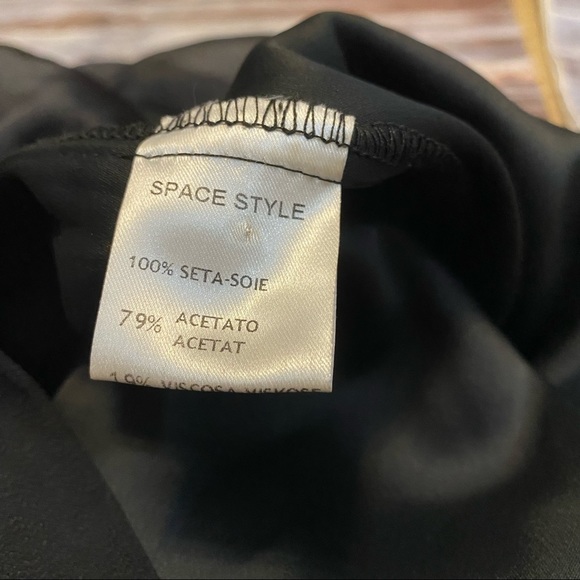 Space Style Concept Silk Overlay Sleeveless Shift Knee Length Dress Black Sz L - Picture 7 of 9